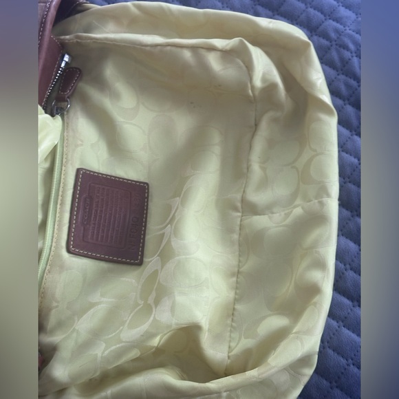 Coach Legacy Suede Tote F04Q-1430 Tan Buckskin Leatherware Lime Lining w/ Wristl - Picture 7 of 16